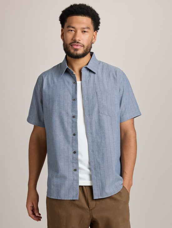 View Augustine Chambray Short Sleeve Shirt S Nocturne