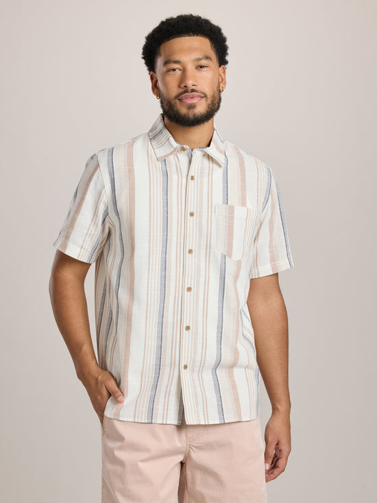 View Rio Stripe Short Sleeve Shirt S Flax