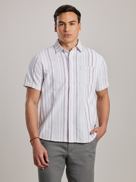 View Valencia Seersucker Button-Up Shirt S Thistle
