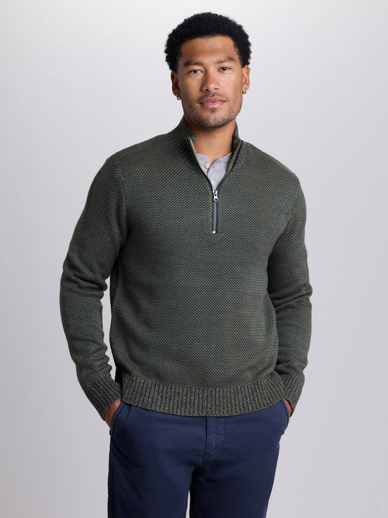 View Warren Birdseye Stitch Sweater S Dark Spruce