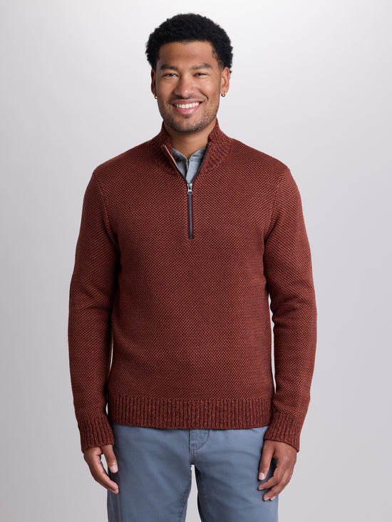 View Warren Birdseye Stitch Sweater S Redwood