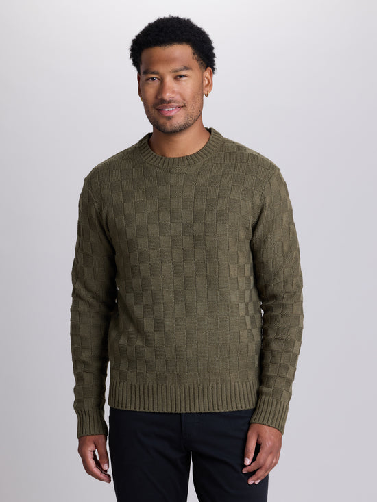 View Anderson Texture Crew Sweater S Olive