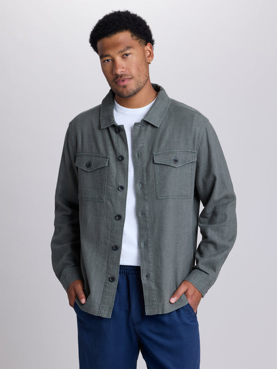 View Charleston Linen Shirt Jacket S Algae
