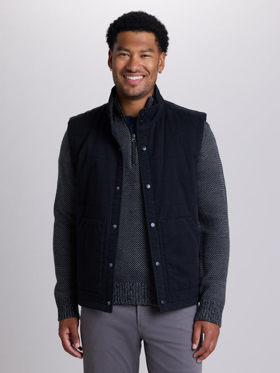 View Wade Quilted Vintage Twill Vest S Black